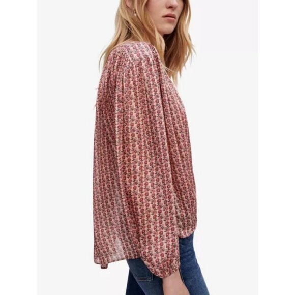 💕MAJE Lolivate Floral-Print Satin Blouse Mini Fleurs Print Size 2 = Medium NWT - Picture 3 of 16